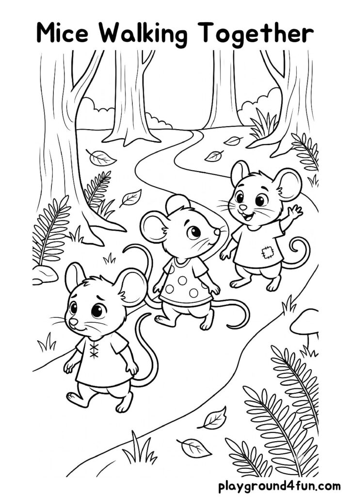 Mice Walking Together Coloring Pages