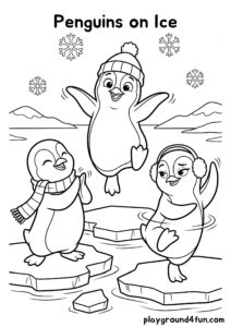 Coloring pages: Penguins on Ice pdf