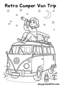 Coloring pages: Retro Camper Van Trip pdf