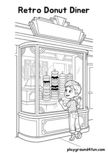 Coloring pages: Retro Donut Diner pdf