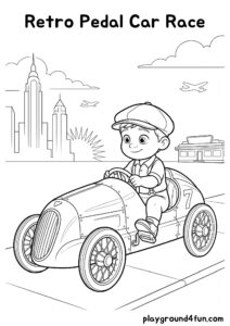 Coloring pages: Retro Pedal Car Race pdf