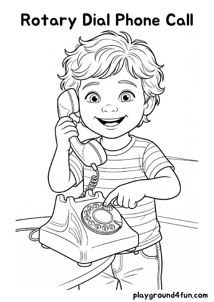 Rotary Dial Phone Call Coloring Pages