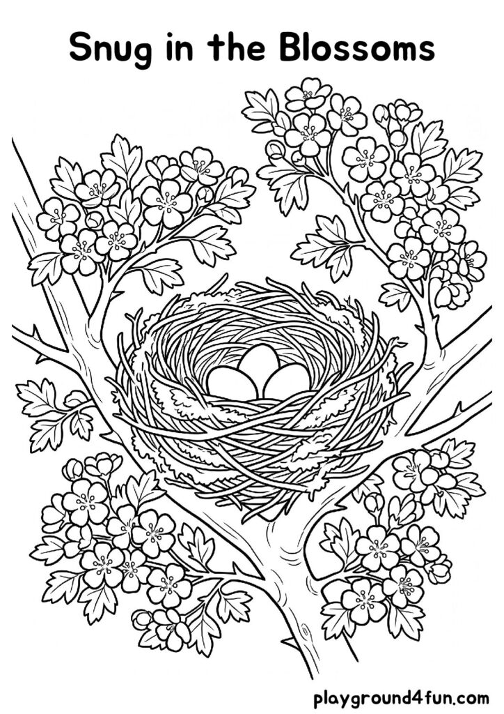 Snug in the Blossoms Coloring Pages