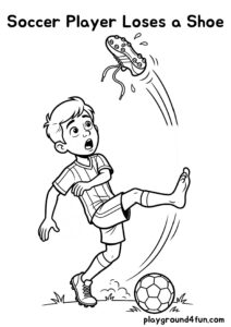 Coloring pages: Soccer Player Loses a Shoe pdf