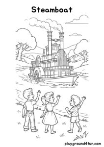 Coloring pages: Steamboat pdf