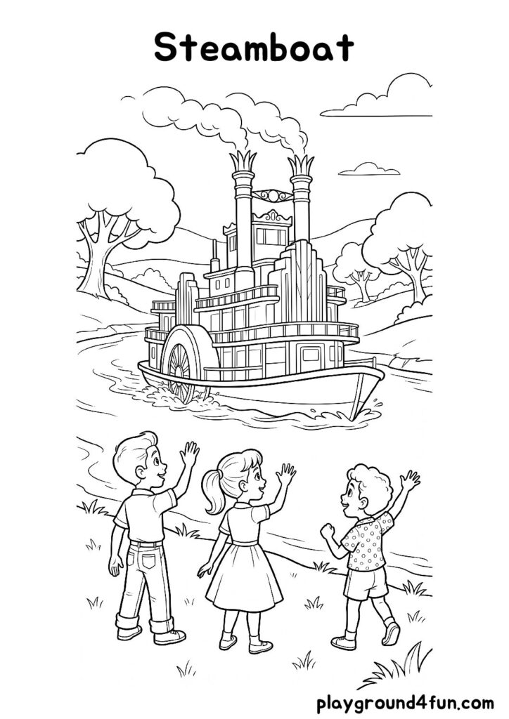 Steamboat Coloring Pages
