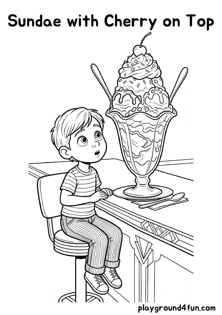 Sundae with Cherry on Top Coloring Pages