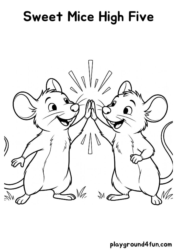 Sweet Mice High Five Coloring Pages