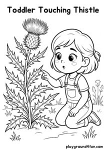 Coloring pages: Toddler Touching Thistle pdf