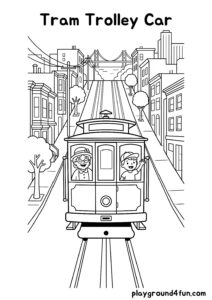 Coloring pages: Tram Trolley Car pdf