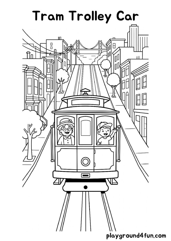Tram Trolley Car Coloring Pages