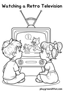 Coloring pages: Watching a Retro Television pdf