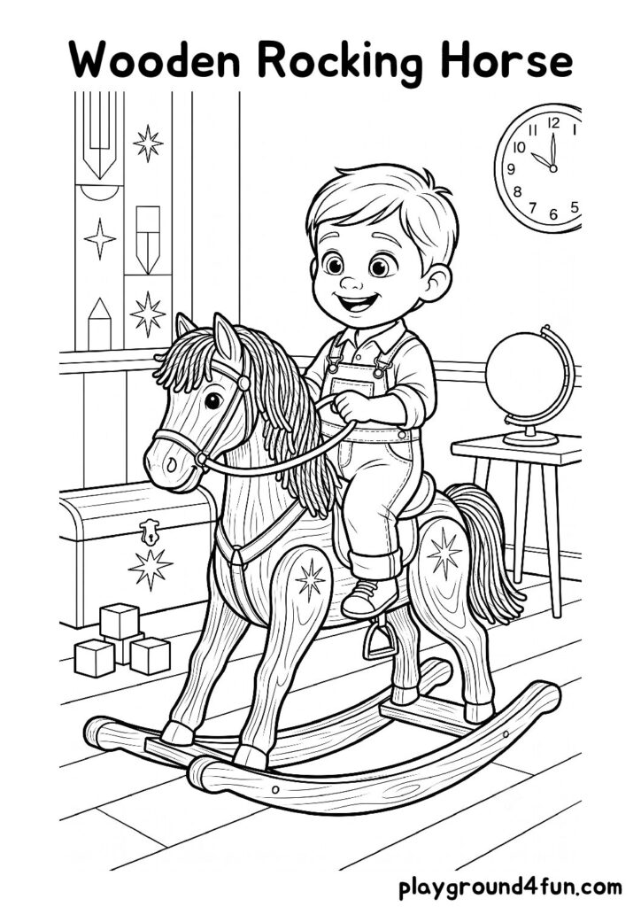Wooden Rocking Horse Coloring Pages