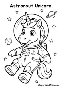 Coloring pages: Astronaut Unicorn pdf