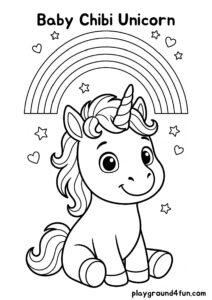 Coloring pages: Baby Chibi Unicorn pdf