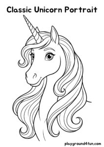 Coloring pages: Classic Unicorn Portrait pdf