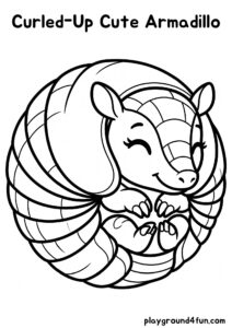 Coloring pages: Curled Up Cute Armadillo pdf