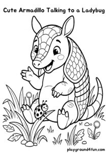 Coloring pages: Cute Armadillo Talking to a Ladybug pdf