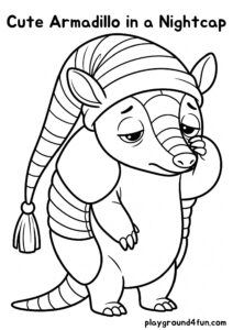 Coloring pages: Cute Armadillo in a Nightcap pdf