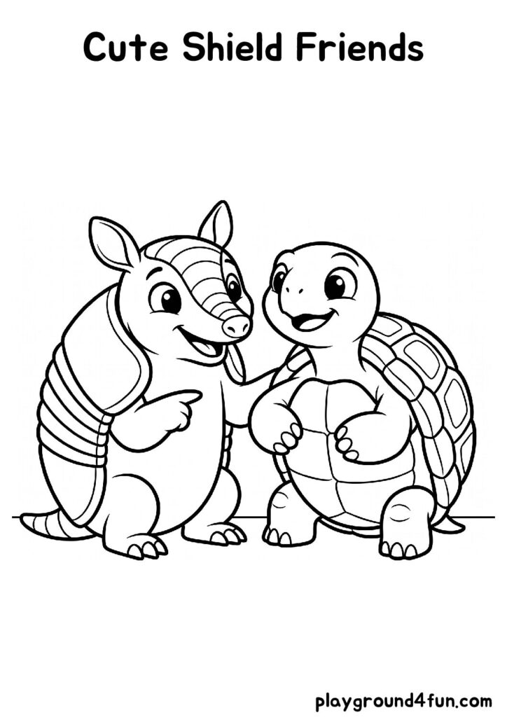 Cute Shield Friends Coloring Pages