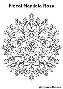Coloring pages: Floral Mandala Rose pdf