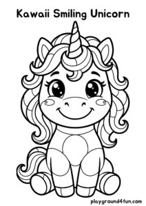 Coloring pages: Kawaii Smiling Unicorn pdf