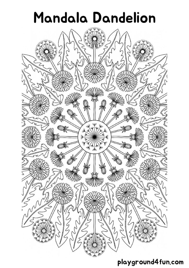 Mandala Dandelion Coloring Pages