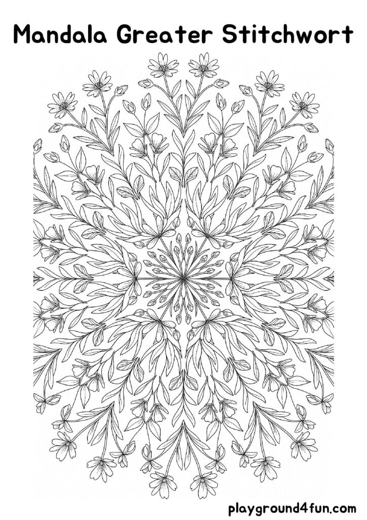 Mandala Greater Stitchwort Coloring Pages