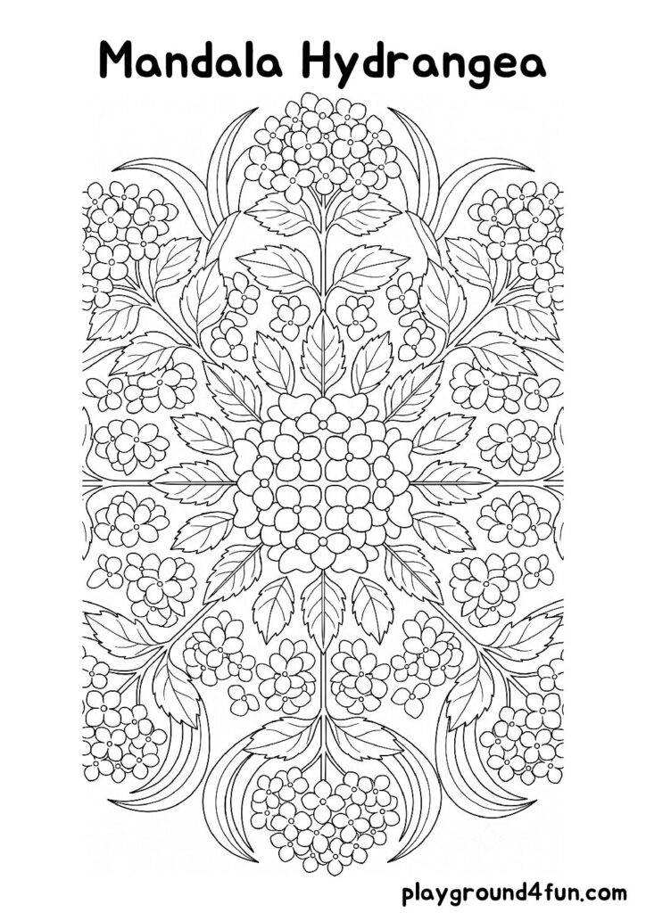 Mandala Hydrangea Coloring Pages