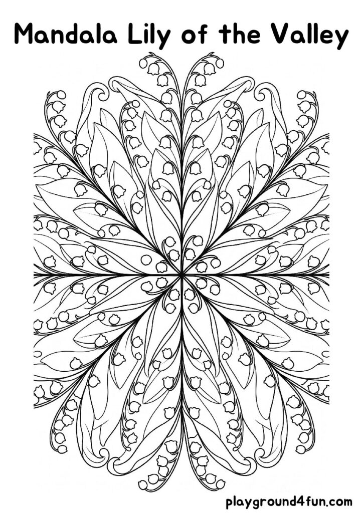 Mandala Lily of the Valley Coloring Pages