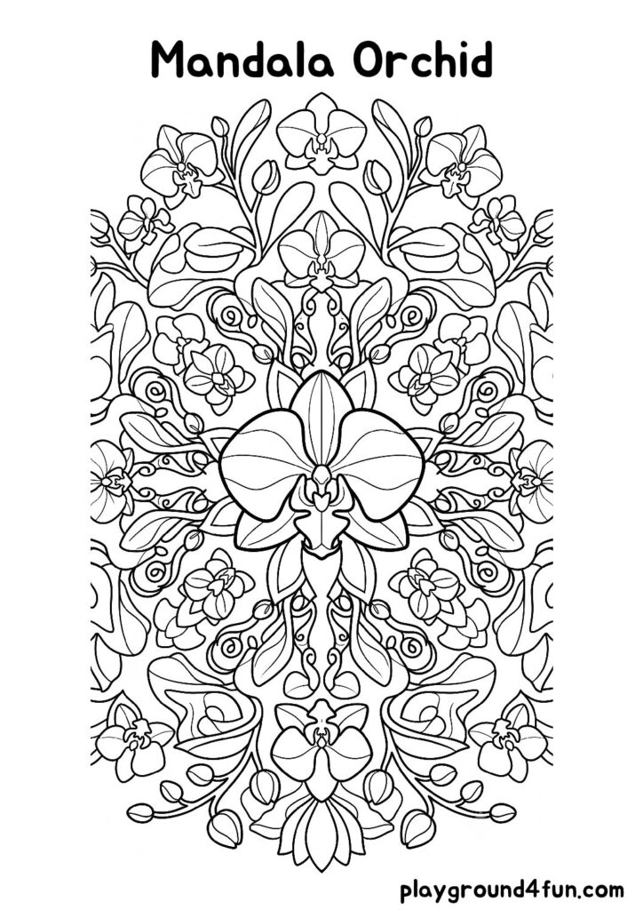 Mandala Orchid Coloring Pages