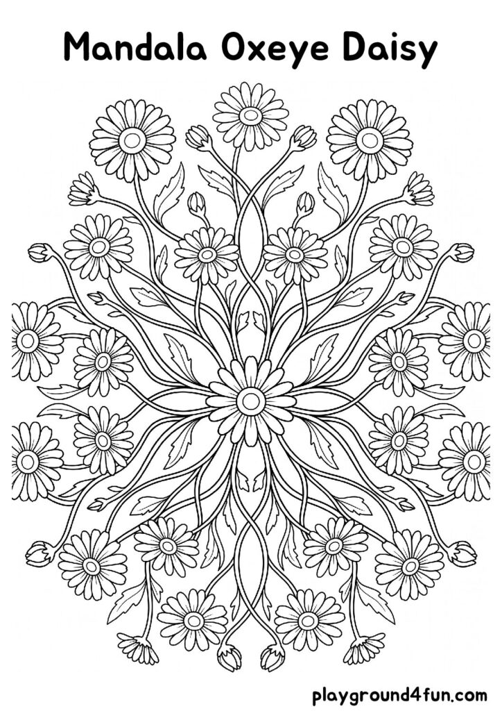 Mandala Oxeye Daisy Coloring Pages