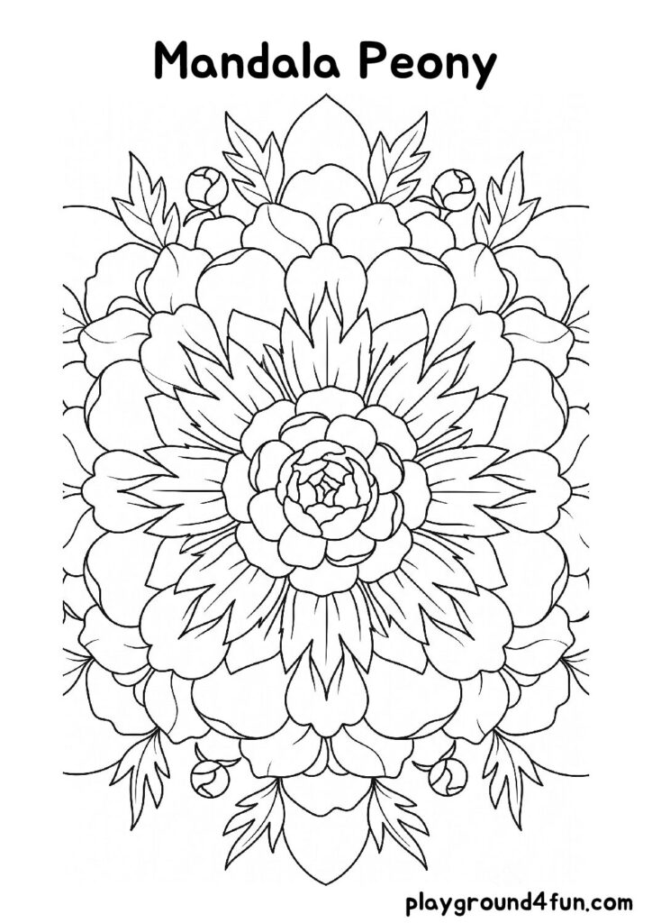 Mandala Peony Coloring Pages