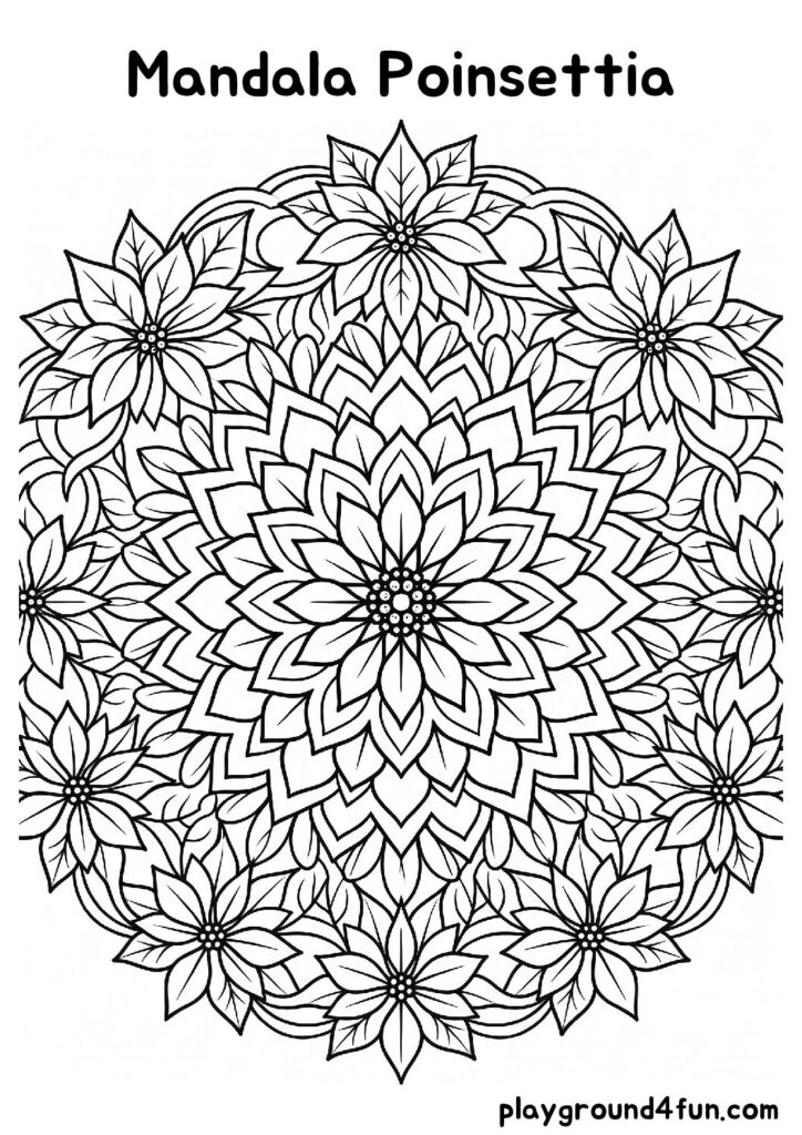 Mandala Poinsettia Coloring Pages