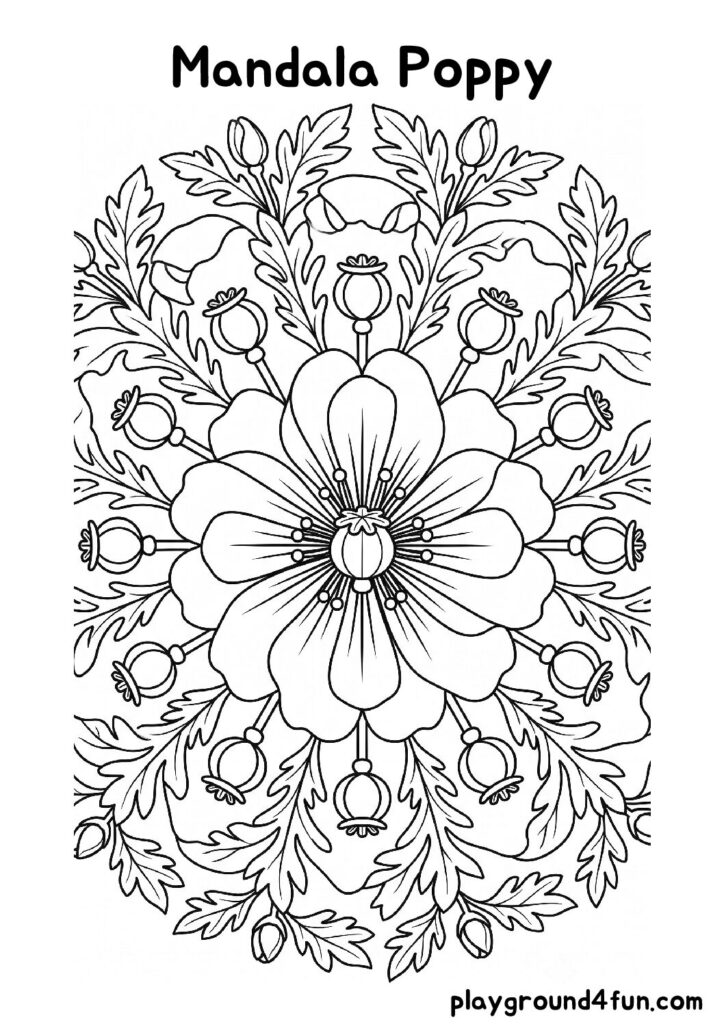 Mandala Poppy Coloring Pages