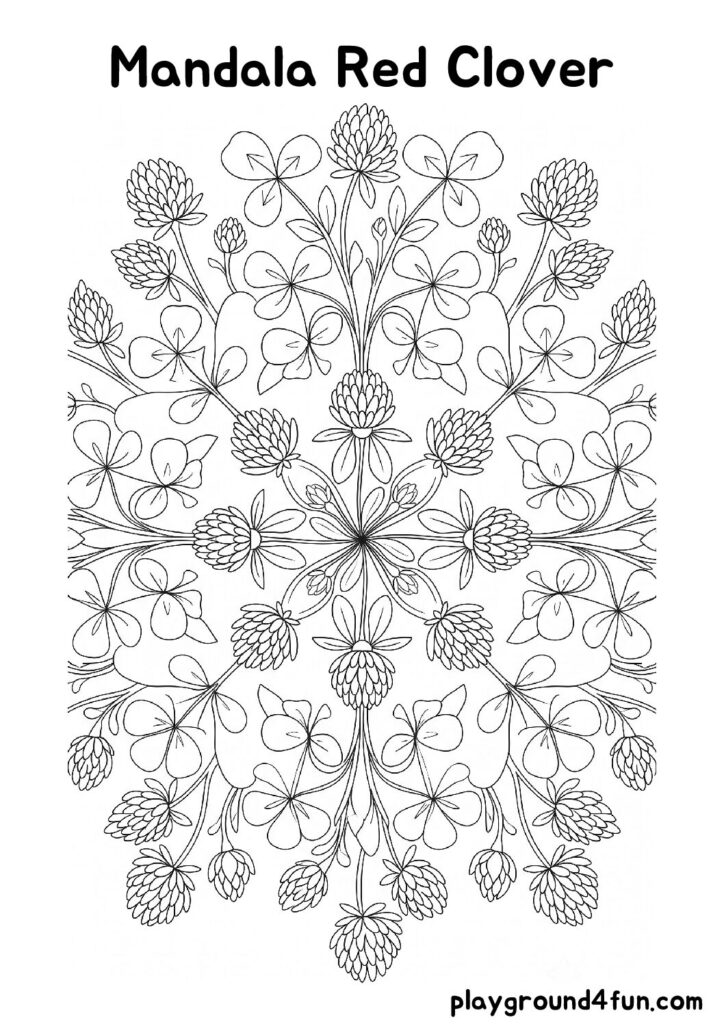 Mandala Red Clover Coloring Pages