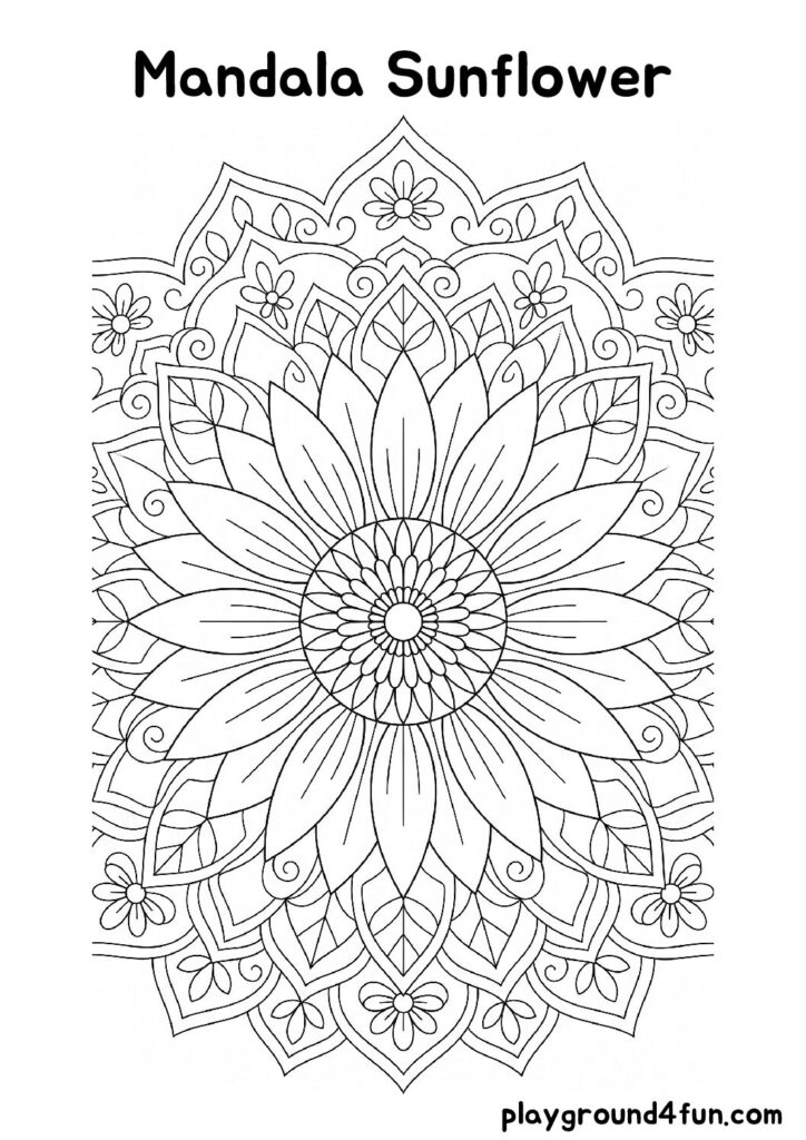 Mandala Sunflower Coloring Pages