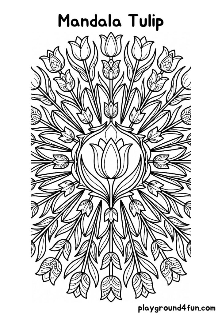 Mandala Tulip Coloring Pages