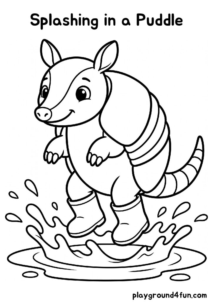 Splashing in a Puddle Coloring Pages