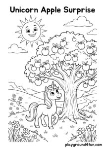 Coloring pages: Unicorn Apple Surprise pdf