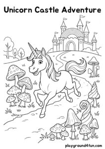 Coloring pages: Unicorn Castle Adventure pdf
