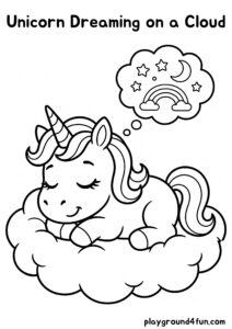 Coloring pages: Unicorn Dreaming on a Cloud pdf