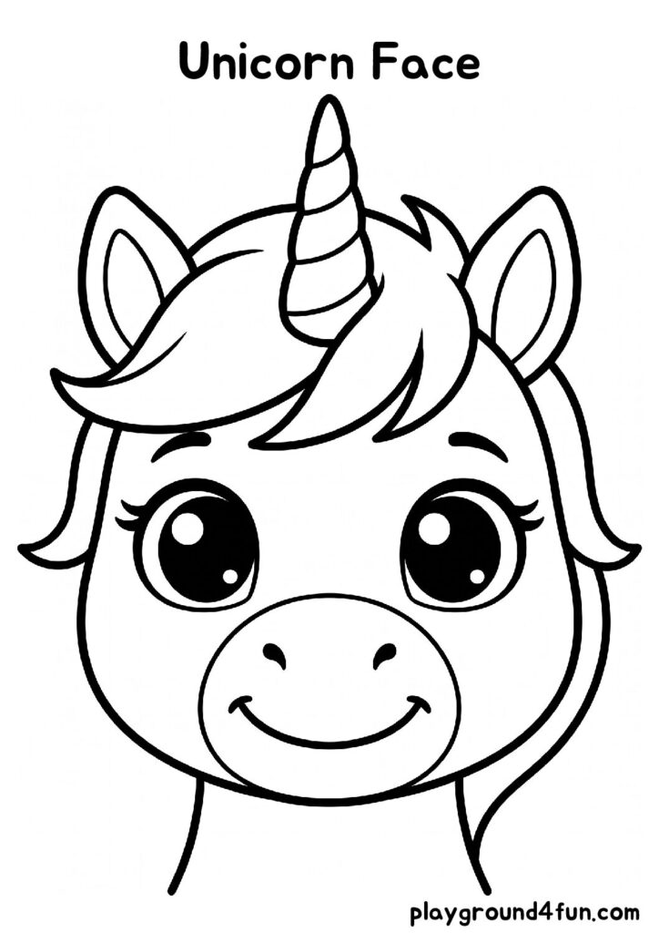 Unicorn Face Coloring Pages
