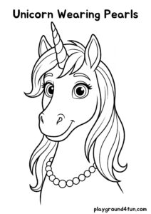 Coloring pages: Unicorn Wearing Pearls pdf