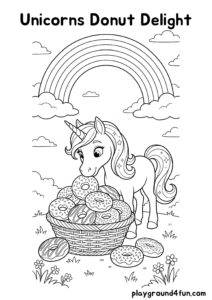 Coloring pages: Unicorns Donut Delight pdf