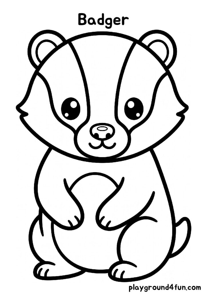 Bold and Easy Badger Coloring Pages
