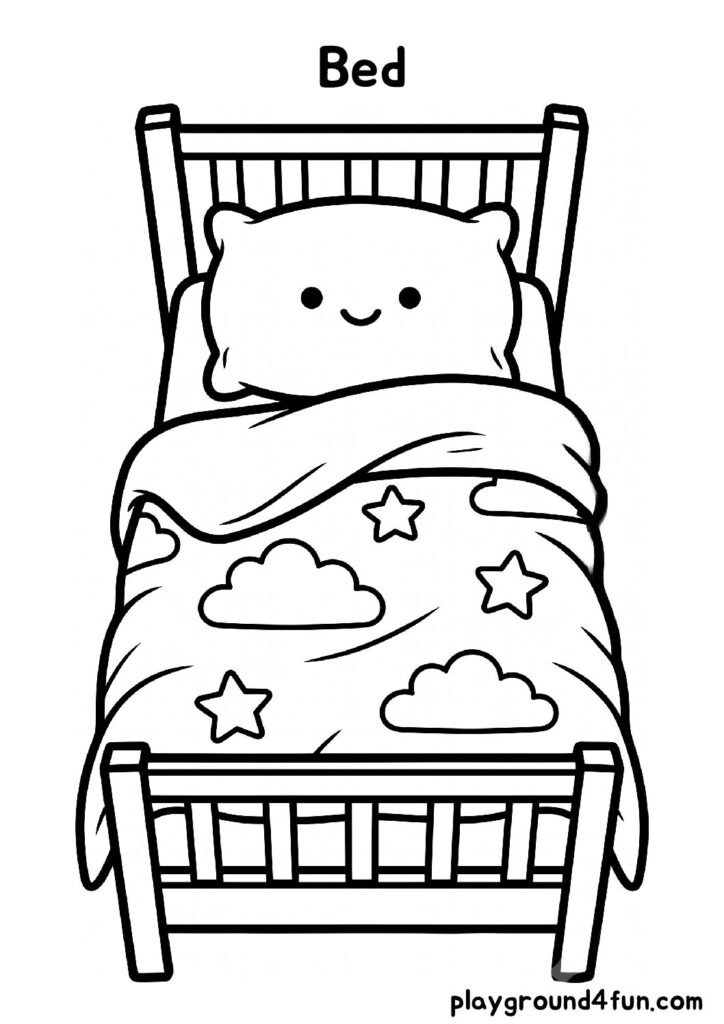 Bed Coloring Pages