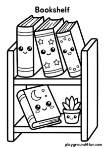 Coloring pages: Bookshelf pdf