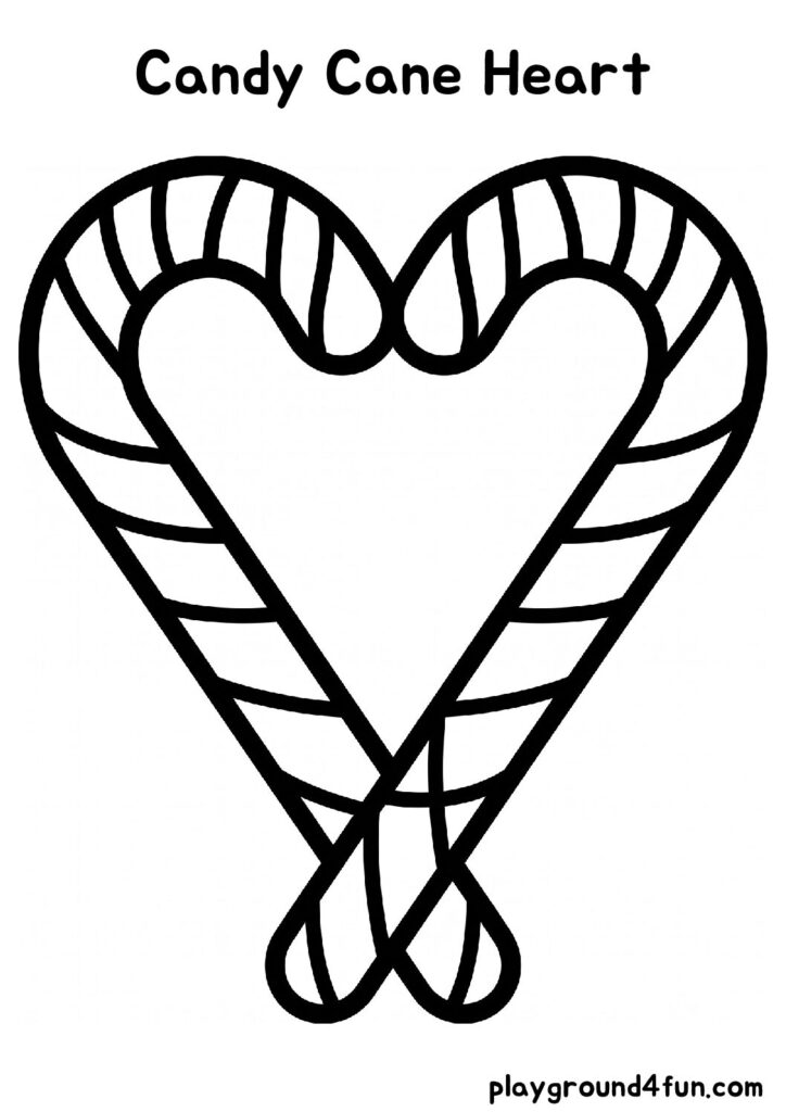Bold and Easy Candy Cane Heart Coloring Pages