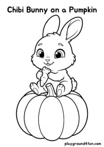 Coloring pages: Chibi Bunny on a Pumpkin pdf